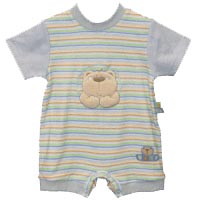 shorty striped romper with bear detail